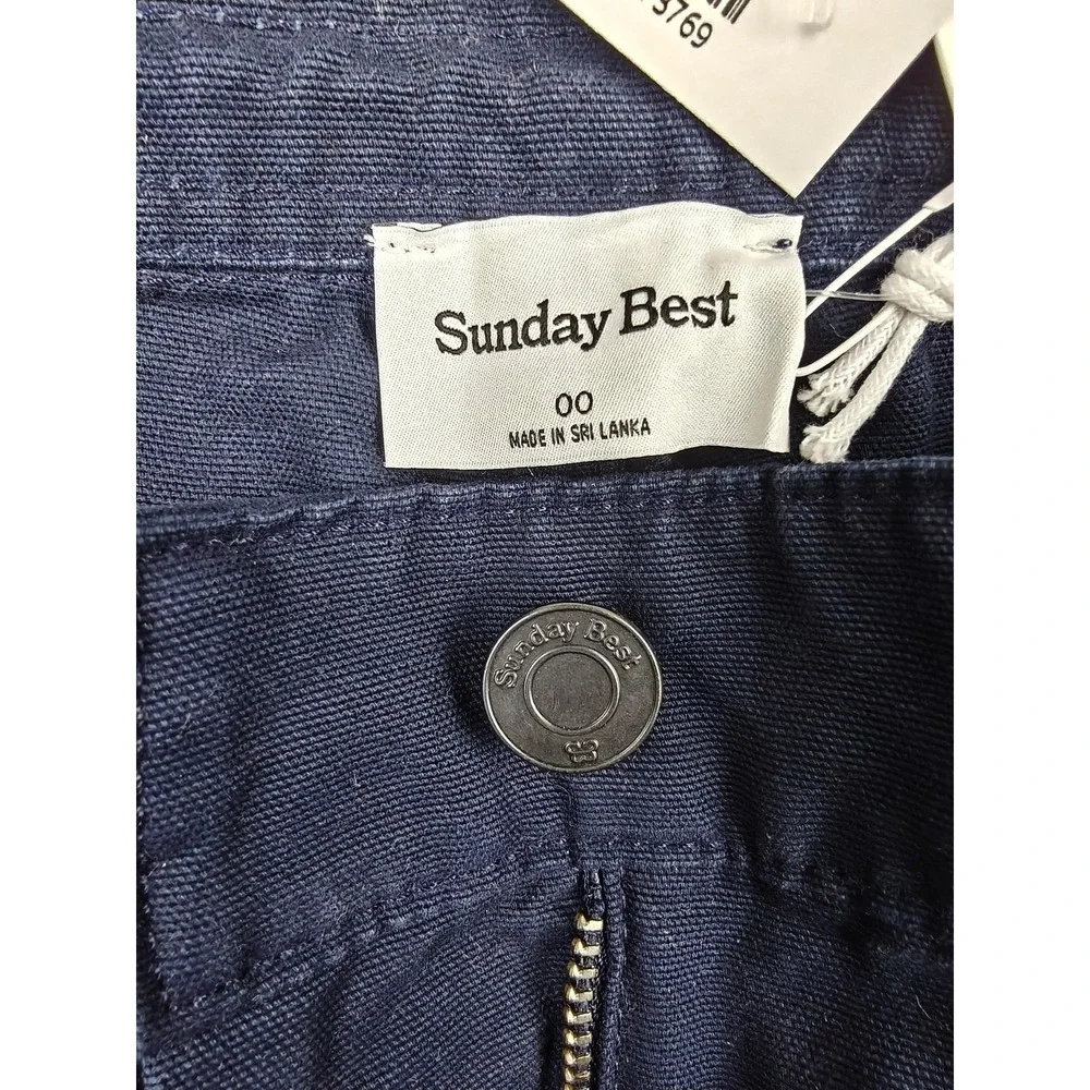 Aritzia Sunday Best Pants Womens 00‎ Blue Cargo Twill Adjustable Waist Pockets
